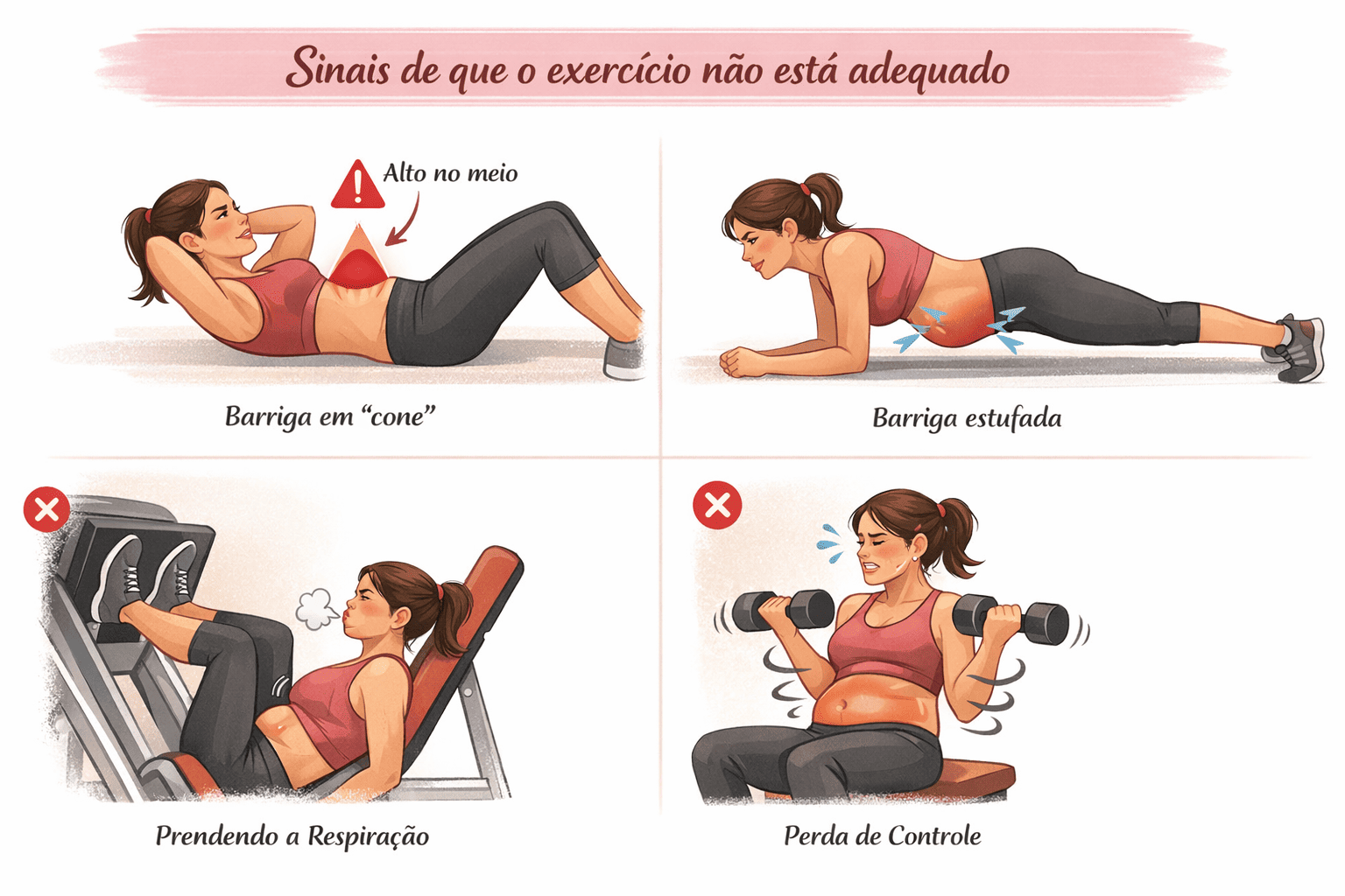 Sinais de que o exercício pode não estar adequado para quem tem diástase